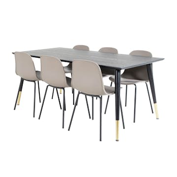 Spisegruppe Venture Home Dipp med 6 Arctic Stoler