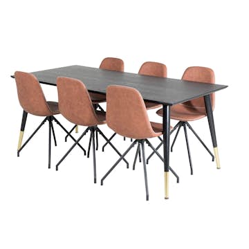 Spisegruppe Venture Home Dipp med 6 Polar Snurr Stoler