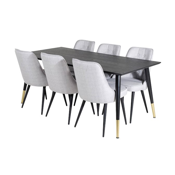 Spisegruppe Venture Home Dipp med 6 Velvet Deluxe Stoler