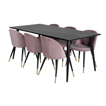 Spisegruppe Venture Home Dipp med 6 Velvet Stoler