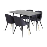 Spisegruppe Venture Home Dipp med 4 Velvet Stoler