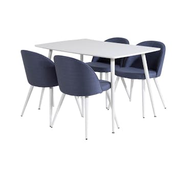 Spisegruppe Venture Home Pobbie med 4 Valentina Stoler Polyester