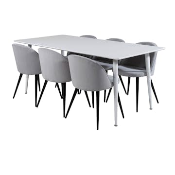 Spisegruppe Venture Home Pobbie med 6 Valentina Stoler Manchester