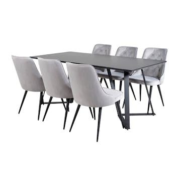 Spisegruppe Venture Home Madde med 6 Vera Stoler Fløyel