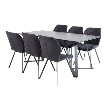 Spisegruppe Venture Home Madde med 6 Geneva Stoler