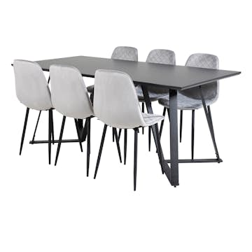 Spisegruppe Venture Home Madde med 6 Phoi Stoler Fløyel