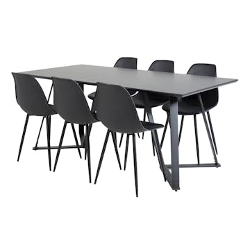 Spisegruppe Venture Home Madde med 6 Pop Stoler