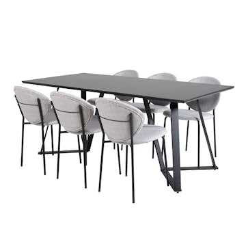 Spisegruppe Venture Home Madde med 6 Valor Stoler Polyester