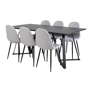 Spisegruppe Venture Home Madde med 6 Pobbie Stoler Polyester