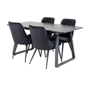 Spisegruppe Venture Home Ina med 4 Vera Stoler Fløyel