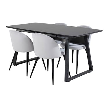 Spisegruppe Venture Home Ina med 4 Valentina Stoler Manchester