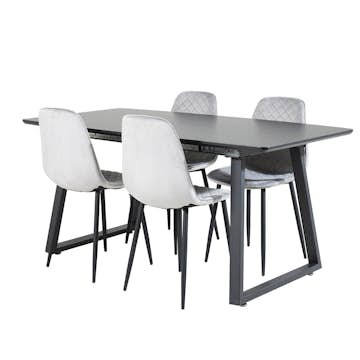 Spisegruppe Venture Home Ina med 4 Phoi Stoler Fløyel