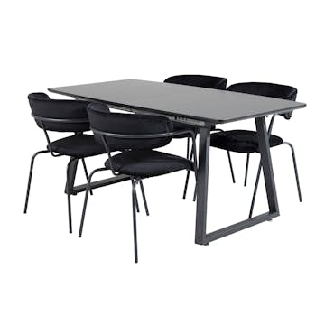 Spisegruppe Venture Home Ina med 4 Aris Stoler Fløyel