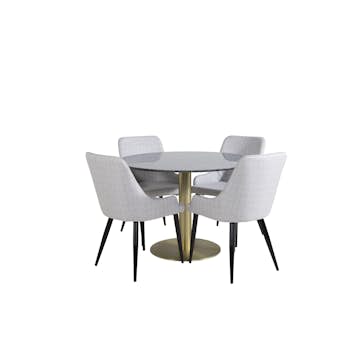 Spisegruppe Venture Home Estelle med 4 Plake Stoler Polyester