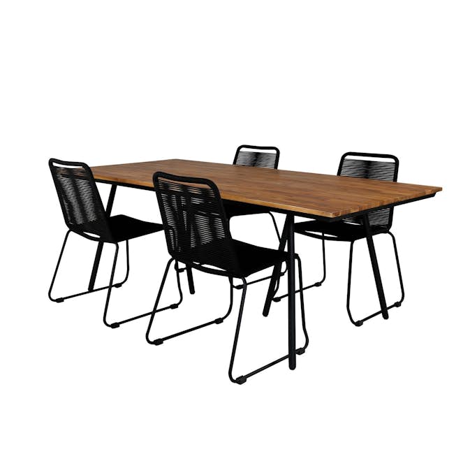 Spisegruppe Venture Home Chane med 4 Lumi Stablebare Spisestoler