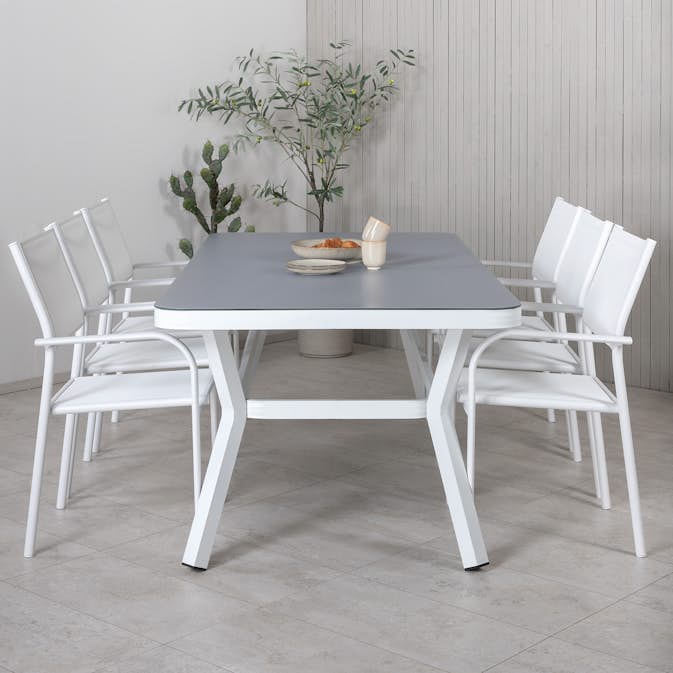 Spisegruppe Venture Home Virya 160x90 med 6 Santorini Stablestoler