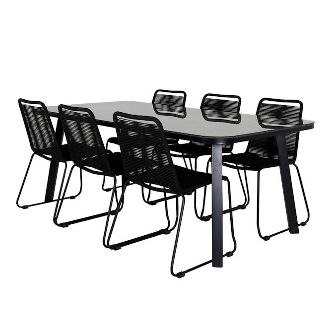 Spisegruppe Venture Home Peoria med 6 Leon Stablebare Spisestoler