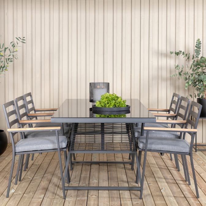 Spisegruppe Venture Home Douglas med 6 Brasilia Stablebare Lenestoler