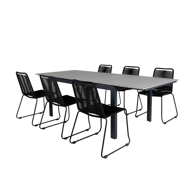 Spisegruppe Venture Home Lova 160 med 6 Leon Stablebare Spisestoler