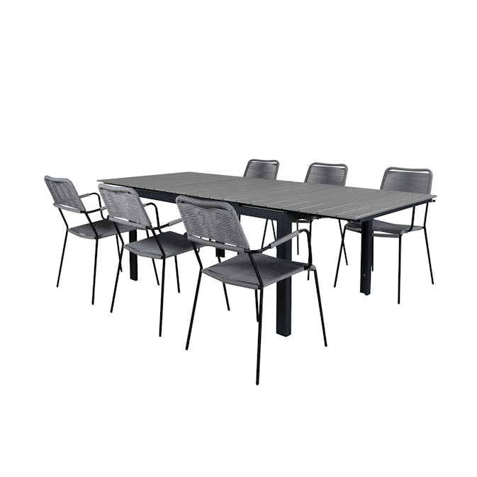 Spisegruppe Venture Home Lova 160 med 6 Leon Spisestoler