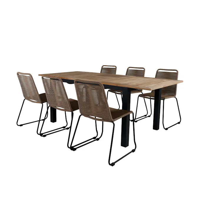 Spisegruppe Venture Home Perla 152 med 6 Leon Stablebare Spisestoler