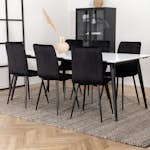 Spisegruppe Venture Home Jolie med 6 Walerina Stoler Fløyel