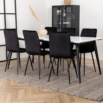Spisegruppe Venture Home Jolie med 6 Walerina Stoler Fløyel