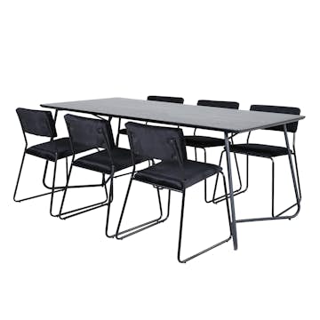 Spisegruppe Venture Home Annika med 6 Kungshamn Stoler Fløyel