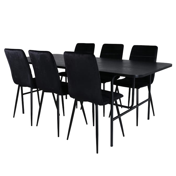 Spisegruppe Venture Home Chicago med 6 Walerina Stoler Fløyel