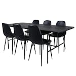 Spisegruppe Venture Home Chicago Sort med 6 Pobbie Stoler