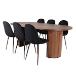Spisegruppe Venture Home Bianca Valnøtt med 6 Pobbie Stoler Polyester