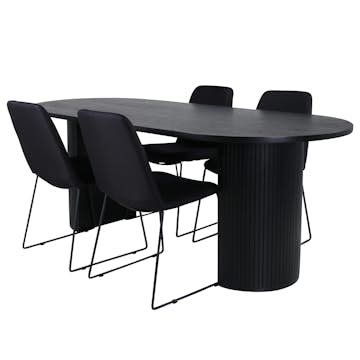 Spisegruppe Venture Home Bianca med 4 Muscot Stoler