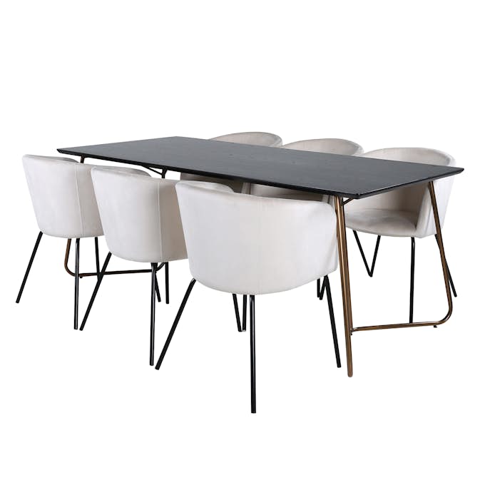 Spisegruppe Venture Home Annika med 6 Bergen Stoler Fløyel