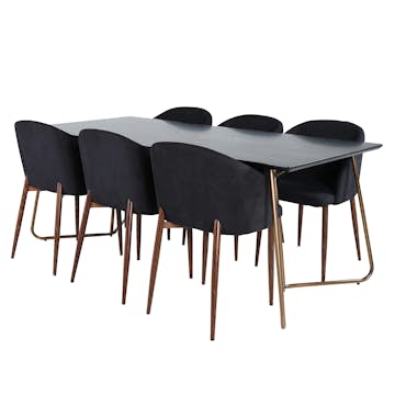 Spisegruppe Venture Home Annika med 6 Archie Stoler