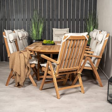 Spisegruppe Venture Home Kenya 180-240x120 Teak med 8 Kenya PositionsLenestoler