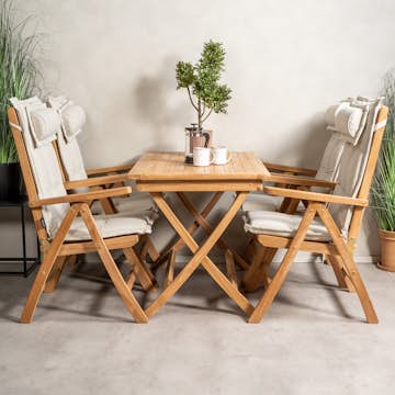 Spisegruppe Venture Home Kenya 120x70 Teak med 4 Kenya PositionsLenestoler