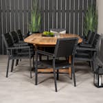 Spisegruppe Venture Home Kenya 180-240x120 Teak med 8 Levels Lenestoler