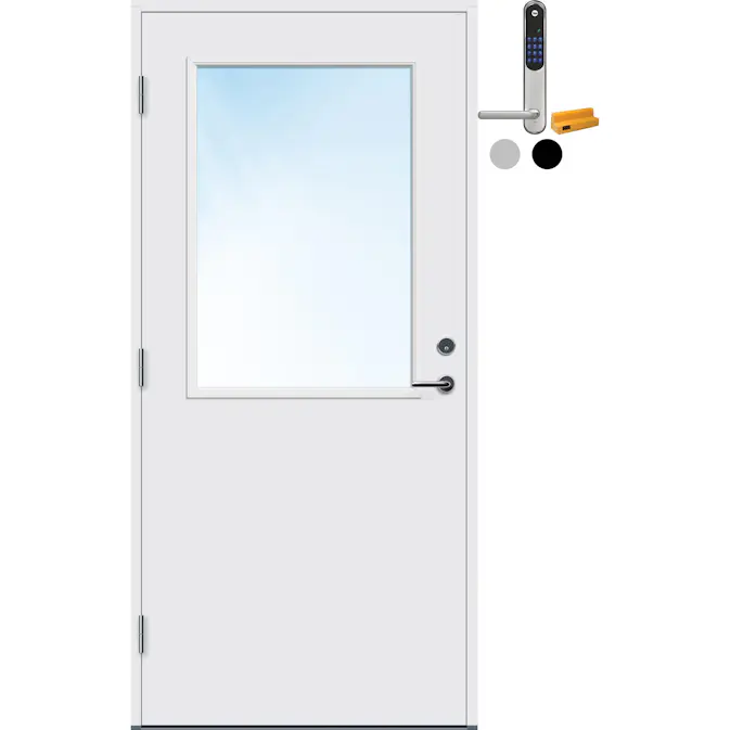 Ytterdør Bygg1 Sande Thermoisolert med Yale Doorman Classic Home