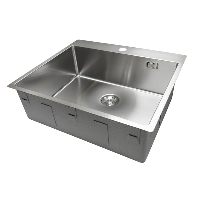 Enkelvask Strand Stainless SOLID med clips och blandarplats