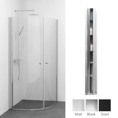 Duschpaket Macro Design Spirit Duschhörn Rund med Sky Duschhylla