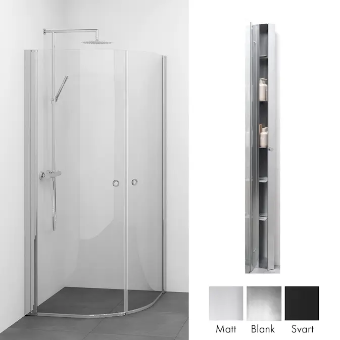 Duschpaket Macro Design Spirit Duschhörn Rund med Sky Duschhylla