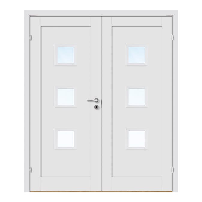 Tofløyet Dør Bygg1 Stil 1 F3 Hvit Glass