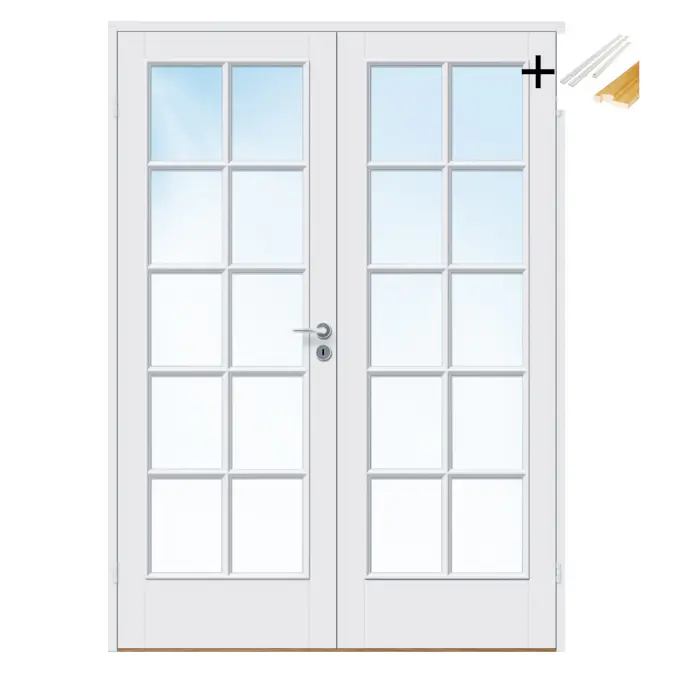 Tofløyet Dør Bygg1 Kari FW Hvit Klarglass med Karmsett