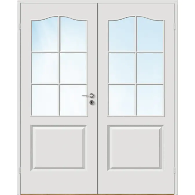 Tofløyet Dør Bygg1 Mia HW Hvit Klarglass med Karmsett