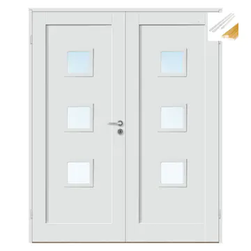 Tofløyet Dør Bygg1 Stil 1 F3 Hvit Glass med Karmsett