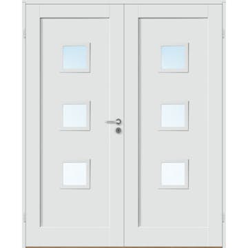 Tofløyet Dør Bygg1 Stil 1 F3 Hvit Glass