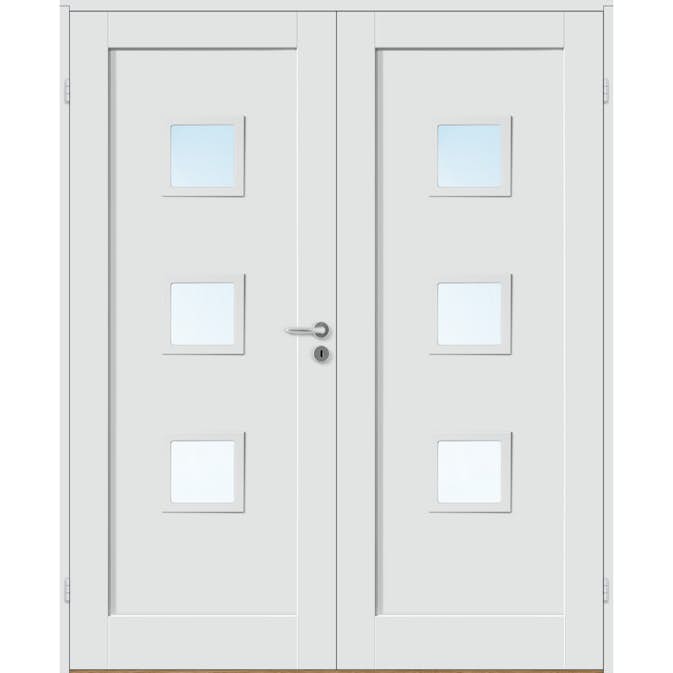 Tofløyet Dør Bygg1 Stil 1 F3 Hvit Glass