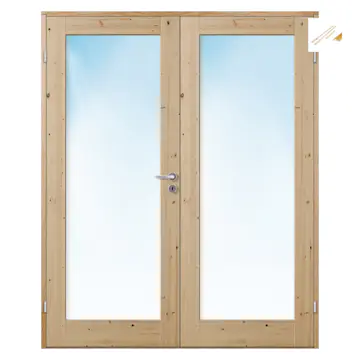 Tofløyet Dør Bygg1 Stil 1 Furu Klarglass med Karmsett