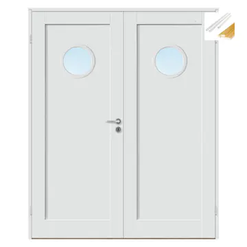 Tofløyet Dør Bygg1 Stil 1 R1 Hvit Glass med Karmsett