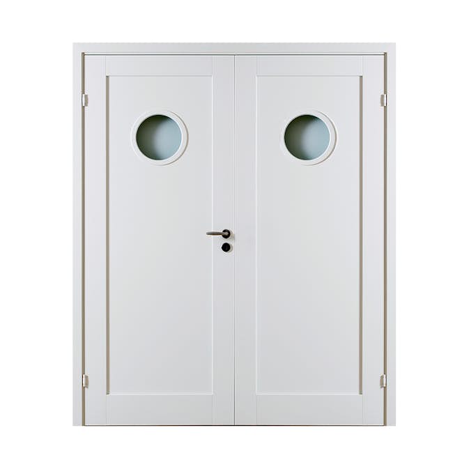 Tofløyet Dør Bygg1 Stil 1 R1 Hvit Glass